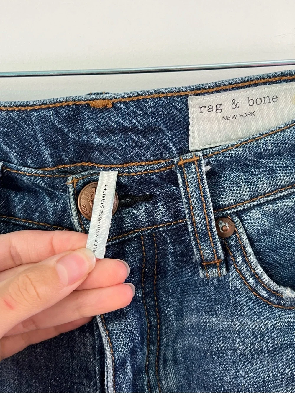 Rag & Bone Alex High Rise Straight Jean Ash Blue Size 24